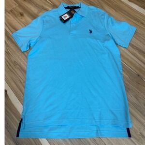 US Polo Assn Mens Light Blue Short Sleeve Polo Shirt Size S NWT